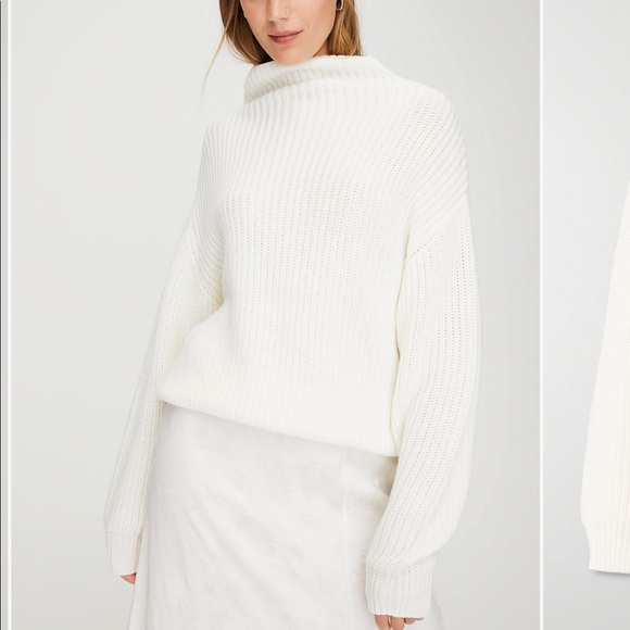 Aritzia Sweaters - BNWT Aritzia Merino Wool Mock Neck White Sweater